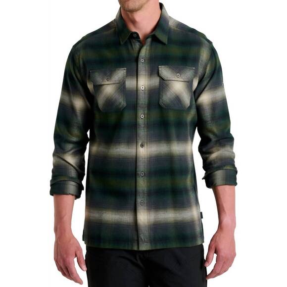 NEW KUHL dillingr flannel long sleeve shirt in dark forest